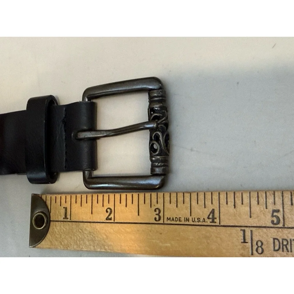 Mens Black‎ Belt Ornate Buckle Size L 40'Long Casual Western Fashion Style 33547